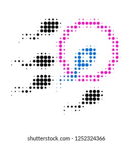 Sperm insemination halftone dotted icon. Halftone pattern contains circle pixels. Vector illustration of sperm insemination icon on a white background.