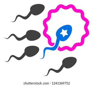 Sperm insemination vector icon symbol. Flat pictogram is isolated on a white background. Sperm insemination pictogram designed with simple style.