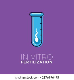 A sperm inside a blue tube. In Vitro Fertilization. Isolated Vector Illustration