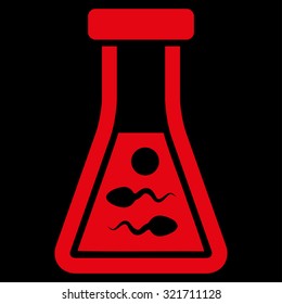 Sperm Liquid vector icon. Style is flat symbol, red color, rounded angles, black background.