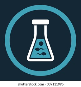 Sperm Liquid vector icon. Style is bicolor flat rounded symbol, blue and white colors, rounded angles, dark blue background.
