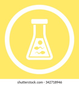Sperm Liquid vector icon. Style is flat rounded symbol, white color, rounded angles, yellow background.