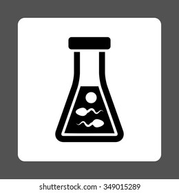 Sperm Liquid vector icon. Style is flat rounded square button, black and white colors, gray background.