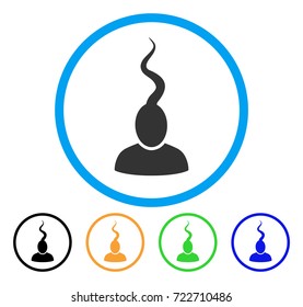Sperm Man rounded icon. Style is a flat sperm man grey symbol inside light blue circle with black, yellow, green, blue color versions. Vector designed for web and software interfaces.