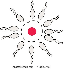El esperma se encuentra con el huevo en el laboratorio Concepto, inseminación artificial vista microscópica Diseño de iconos vectores, Símbolo de fertilización in vitro, Signo de embarazo y obstetricia, tubo de prueba para el procedimiento del bebé ilustración de la población