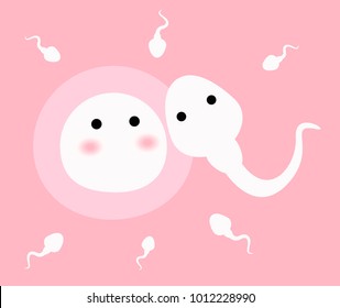 Sperm and ovum cartoon doodle. vector illustration