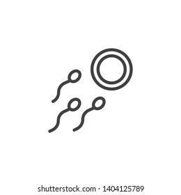 Sperm and ovum line icon. linear style sign for mobile concept and web design. Ovum and spermatozoon outline vector icon. Fertilizacion symbol, logo illustration. Vector graphics