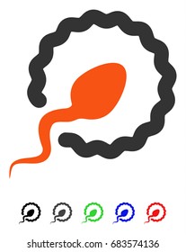 Sperm Penetration flat vector pictogram with colored versions. Color sperm penetration icon variants with black, gray, green, blue, red.