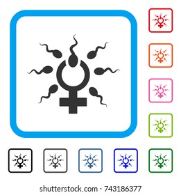Sperm Penetration icon. Flat grey pictogram symbol inside a light blue rounded frame. Black, gray, green, blue, red, orange color versions of Sperm Penetration vector. Designed for web and app UI.