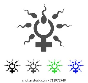 Sperm Penetration icon. Vector illustration style is a flat iconic sperm penetration symbol with black, grey, green, blue color variants. Designed for web and software interfaces.