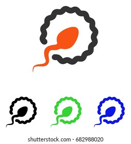 Sperm Penetration vector icon. Illustration style is a flat iconic colored symbol with different color versions.