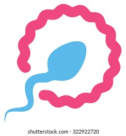 Sperm Penetration vector icon. Style is bicolor flat symbol, pink and blue colors, rounded angles, white background.