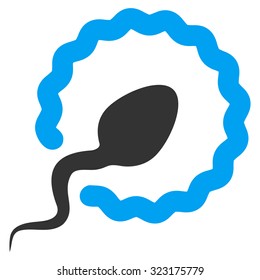 Sperm Penetration vector icon. Style is bicolor flat symbol, blue and gray colors, rounded angles, white background.