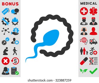 Sperm Penetration vector icon. Style is bicolor flat symbol, blue and gray colors, rounded angles, white background.