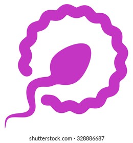 Sperm Penetration vector icon. Style is flat symbol, violet color, rounded angles, white background.
