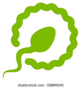 Sperm Penetration vector icon. Style is flat symbol, eco green color, rounded angles, white background.
