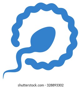 Sperm Penetration vector icon. Style is flat symbol, cobalt color, rounded angles, white background.