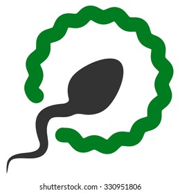 Sperm Penetration vector icon. Style is bicolor flat symbol, green and gray colors, rounded angles, white background.