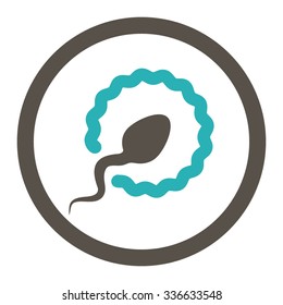 Sperm Penetration vector icon. Style is bicolor flat rounded symbol, grey and cyan colors, rounded angles, white background.
