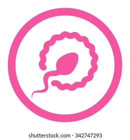 Sperm Penetration vector icon. Style is flat rounded symbol, pink color, rounded angles, white background.