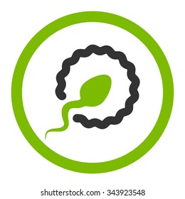 Sperm Penetration vector icon. Style is bicolor flat rounded symbol, eco green and gray colors, rounded angles, white background.