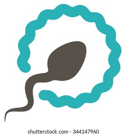 Sperm Penetration vector icon. Style is bicolor flat symbol, grey and cyan colors, rounded angles, white background.