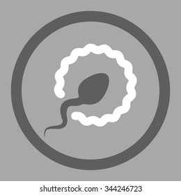 Sperm Penetration vector icon. Style is bicolor flat rounded symbol, dark gray and white colors, rounded angles, silver background.