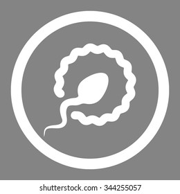 Sperm Penetration vector icon. Style is flat rounded symbol, white color, rounded angles, gray background.