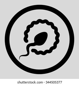 Sperm Penetration vector icon. Style is flat rounded symbol, black color, rounded angles, light gray background.