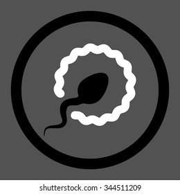 Sperm Penetration vector icon. Style is bicolor flat rounded symbol, black and white colors, rounded angles, gray background.
