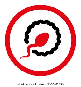 Sperm Penetration vector icon. Style is bicolor flat rounded symbol, intensive red and black colors, rounded angles, white background.