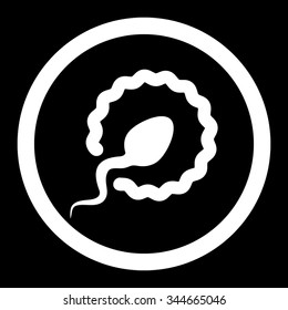 Sperm Penetration vector icon. Style is flat rounded symbol, white color, rounded angles, black background.