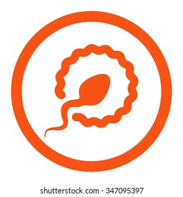 Sperm Penetration vector icon. Style is flat rounded symbol, orange color, rounded angles, white background.