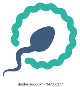 Sperm Penetration vector icon. Style is bicolor flat symbol, cobalt and cyan colors, rounded angles, white background.