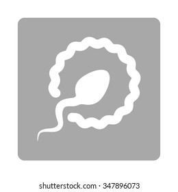 Sperm Penetration vector icon. Style is flat rounded square button, white and silver colors, white background.