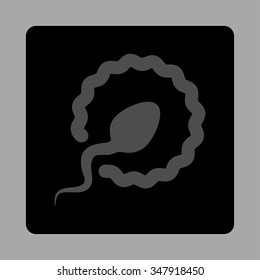 Sperm Penetration vector icon. Style is flat rounded square button, gray and black colors, silver background.