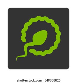Sperm Penetration vector icon. Style is flat rounded square button, eco green and gray colors, white background.