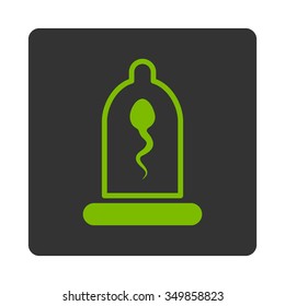 Sperm In Preservative vector icon. Style is flat rounded square button, eco green and gray colors, white background.