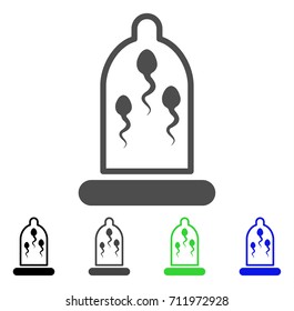 Sperm Prevention Condom icon. Vector illustration style is a flat iconic sperm prevention condom symbol with black, grey, green, blue color variants. Designed for web and software interfaces.