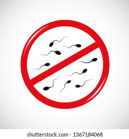 Sperm prohibited red sign vector illustration EPS10