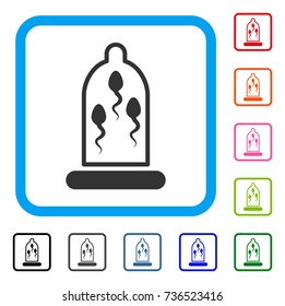 Sperm Protection icon. Flat gray iconic symbol in a light blue rounded frame. Black, gray, green, blue, red, orange color variants of Sperm Protection vector. Designed for web and app user interface.