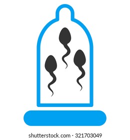 Sperm Protection vector icon. Style is bicolor flat symbol, blue and gray colors, rounded angles, white background.
