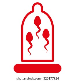 Sperm Protection vector icon. Style is flat symbol, red color, rounded angles, white background.