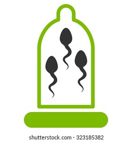 Sperm Protection vector icon. Style is bicolor flat symbol, eco green and gray colors, rounded angles, white background.