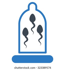 Sperm Protection vector icon. Style is bicolor flat symbol, smooth blue colors, rounded angles, white background.