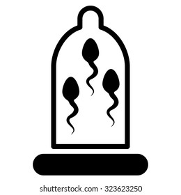 Sperm Protection vector icon. Style is flat symbol, black color, rounded angles, white background.