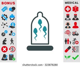 Sperm Protection vector icon. Style is bicolor flat symbol, soft blue colors, rounded angles, white background.