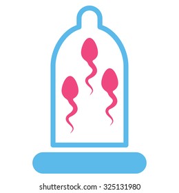 Sperm Protection vector icon. Style is bicolor flat symbol, pink and blue colors, rounded angles, white background.