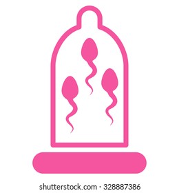Sperm Protection vector icon. Style is flat symbol, pink color, rounded angles, white background.