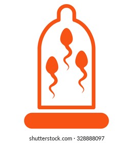 Sperm Protection vector icon. Style is flat symbol, orange color, rounded angles, white background.